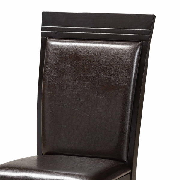 Baxton Studio Baxton Ancel 5-Piece Modern Dining Set - Dark Brown Faux Leather Chairs & Round Table for Elegance Ancel-Dark Brown-5PC Dining Set