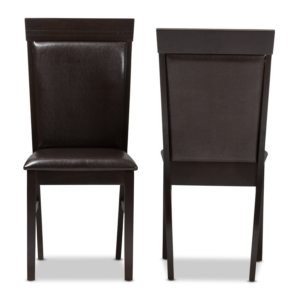 Baxton Studio Baxton Studio Thea Set of 2 Modern Dark Brown Faux Leather Dining Chairs for Stylish Interiors RH131C-Dark Brown-DC