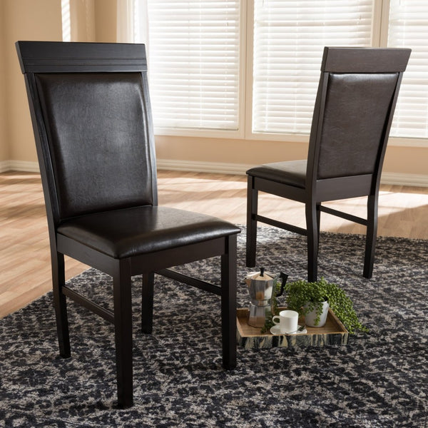 Baxton Studio Baxton Studio Thea Set of 2 Modern Dark Brown Faux Leather Dining Chairs for Stylish Interiors RH131C-Dark Brown-DC