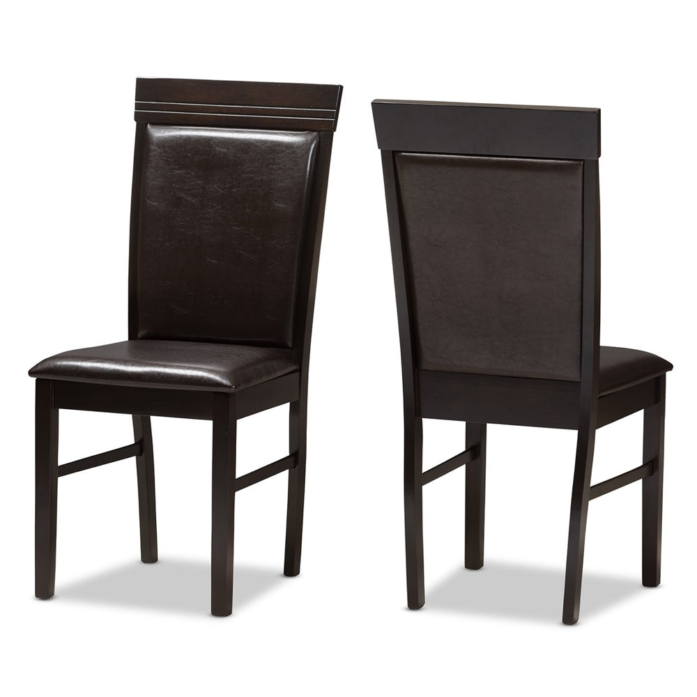 Baxton Studio Baxton Studio 5-Piece Modern Dining Set: Dark Brown Faux Leather & Rubberwood for Chic Spaces RH131C-Dark Brown Dining Set