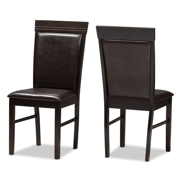 Baxton Studio Baxton Studio 5-Piece Modern Dining Set: Dark Brown Faux Leather & Rubberwood for Chic Spaces RH131C-Dark Brown Dining Set