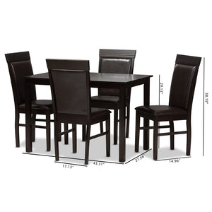 Baxton Studio Baxton Studio 5-Piece Modern Dining Set: Dark Brown Faux Leather & Rubberwood for Chic Spaces RH131C-Dark Brown Dining Set