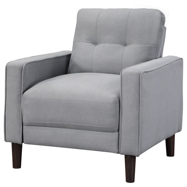 English Elm Harvey Grid Tufted Accent Chair in Grey Fabric with Tapered Legs for Any Room B062P440342