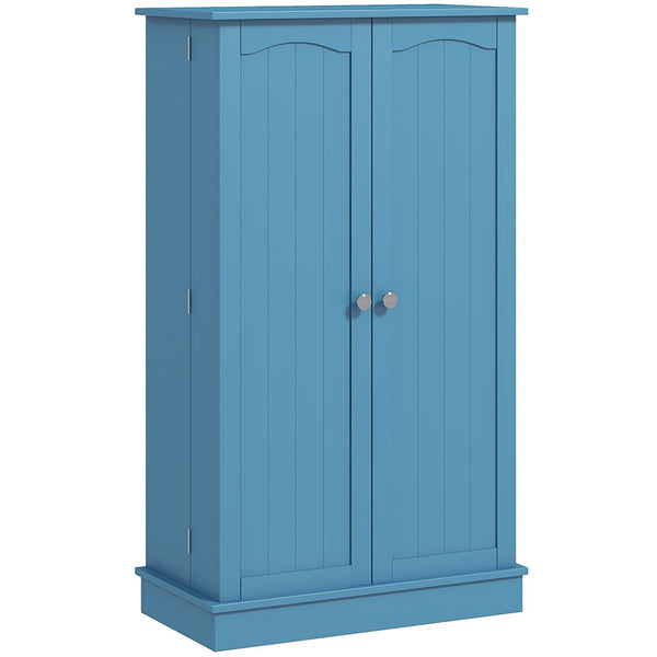English Elm HOMCOM 41" Kitchen Pantry Storage Cabinet with 5-Tier Shelves, 12 Door Racks, Anti-Tip Straps, Sleek Design Blue W2225P229099