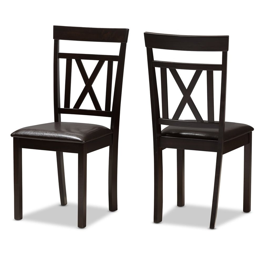 Baxton Studio Baxton Studio Rosie Dining Chair Set of 2 - Modern X-Back Design in Dark Brown Faux Leather Upholstery RH123C-Dark Brown-DC