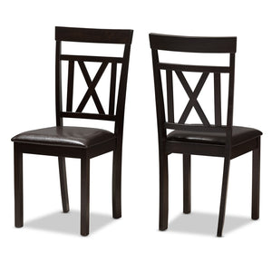 Baxton Studio Baxton Studio Rosie Dining Chair Set of 2 - Modern X-Back Design in Dark Brown Faux Leather Upholstery RH123C-Dark Brown-DC