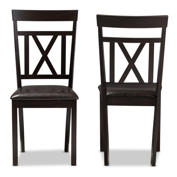 Baxton Studio Baxton Studio Rosie Dining Chair Set of 2 - Modern X-Back Design in Dark Brown Faux Leather Upholstery RH123C-Dark Brown-DC