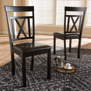 Baxton Studio Baxton Studio Rosie Dining Chair Set of 2 - Modern X-Back Design in Dark Brown Faux Leather Upholstery RH123C-Dark Brown-DC
