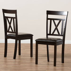 Baxton Studio Baxton Studio Rosie Dining Chair Set of 2 - Modern X-Back Design in Dark Brown Faux Leather Upholstery RH123C-Dark Brown-DC