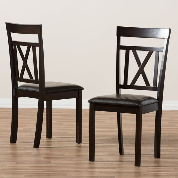 Baxton Studio Baxton Studio Rosie Dining Chair Set of 2 - Modern X-Back Design in Dark Brown Faux Leather Upholstery RH123C-Dark Brown-DC