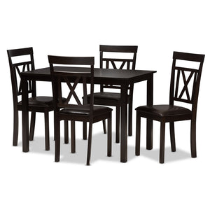 Baxton Studio Baxton Studio Rosie 5-Piece Modern Dining Set with Dark Brown Faux Leather & X-Back Chairs RH123C-Dark Brown Dining Set
