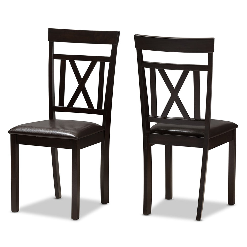 Baxton Studio Baxton Studio Rosie 5-Piece Modern Dining Set with Dark Brown Faux Leather & X-Back Chairs RH123C-Dark Brown Dining Set