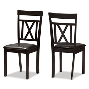 Baxton Studio Baxton Studio Rosie 5-Piece Modern Dining Set with Dark Brown Faux Leather & X-Back Chairs RH123C-Dark Brown Dining Set