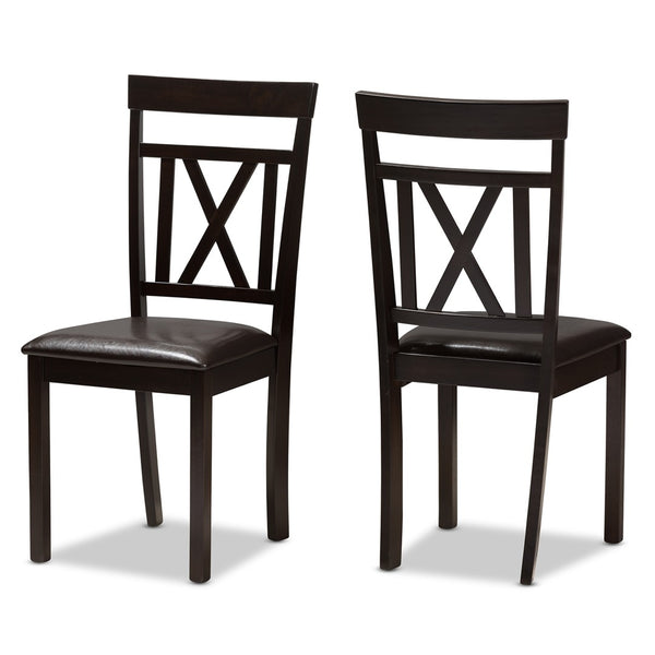 Baxton Studio Baxton Studio Rosie 5-Piece Modern Dining Set with Dark Brown Faux Leather & X-Back Chairs RH123C-Dark Brown Dining Set