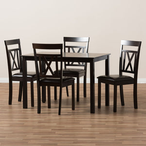 Baxton Studio Baxton Studio Rosie 5-Piece Modern Dining Set with Dark Brown Faux Leather & X-Back Chairs RH123C-Dark Brown Dining Set