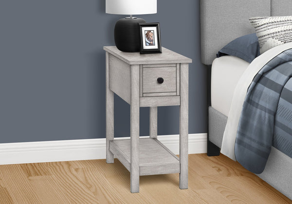 English Elm Accent Transitional Side Table with Drawer and Cabinet, Coastal Washed Grey Veneer, 25" High Compact Nightstand Gray Wash 27 L x 15 W x 8 H B2710P219472