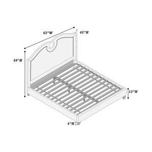 English Elm CAL-KING Faux Leather Bed in Black with Solid Wood Frame, Headboard 49" H, Modern Assembly Required B089S00130