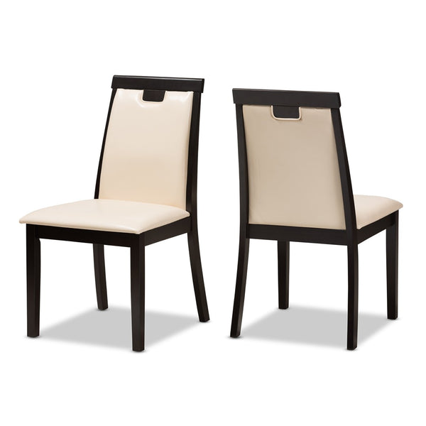 Baxton Studio Baxton Studio Evelyn Dining Chair Set of 2 - Modern Beige Faux Leather with Dark Brown Finish RH5998C-Dark Brown/Beige-DC