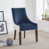 Comfort Pointe Jolie Upholstered Dining Chair -Navy Blue Navy Blue/Snow, Walnut Finish