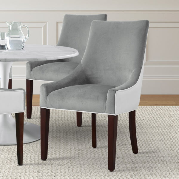 Comfort Pointe Jolie Upholstered Dining Chair -Smoke Smoke/Snow, Walnut Finish