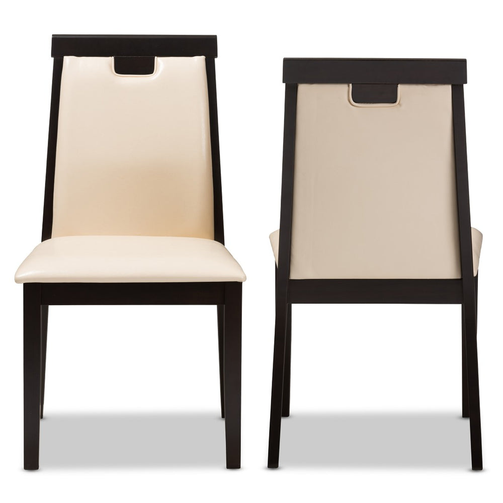 Baxton Studio Baxton Studio Evelyn Dining Chair Set of 2 - Modern Beige Faux Leather with Dark Brown Finish RH5998C-Dark Brown/Beige-DC
