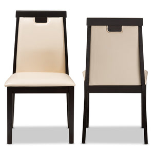 Baxton Studio Baxton Studio Evelyn Dining Chair Set of 2 - Modern Beige Faux Leather with Dark Brown Finish RH5998C-Dark Brown/Beige-DC