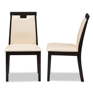 Baxton Studio Baxton Studio Evelyn Dining Chair Set of 2 - Modern Beige Faux Leather with Dark Brown Finish RH5998C-Dark Brown/Beige-DC