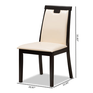 Baxton Studio Baxton Studio Evelyn Dining Chair Set of 2 - Modern Beige Faux Leather with Dark Brown Finish RH5998C-Dark Brown/Beige-DC
