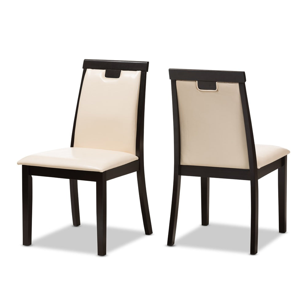 Baxton Studio Baxton Studio 5-Piece Modern Beige Faux Leather Dining Set with Dark Brown Finish for Elegant Spaces RH5998C-Dark Brown/Beige Dining Set
