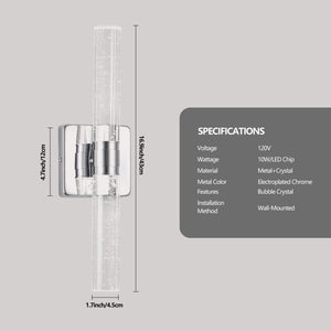 English Elm 17"(H) Contemporary Crystal Wall Light with Bubble Accents, 2-Light LED Sconce for Modern Spaces Chrome W1340P225796