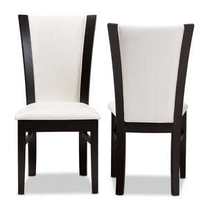 Baxton Studio Baxton Adley Modern Dining Chair Set of 2 - Stylish White Faux Leather with Dark Brown Frame, Ergonomic Comfort RH5510C-Dark Brown/White-DC