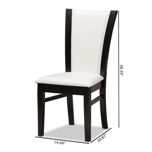Baxton Studio Baxton Adley Modern Dining Chair Set of 2 - Stylish White Faux Leather with Dark Brown Frame, Ergonomic Comfort RH5510C-Dark Brown/White-DC