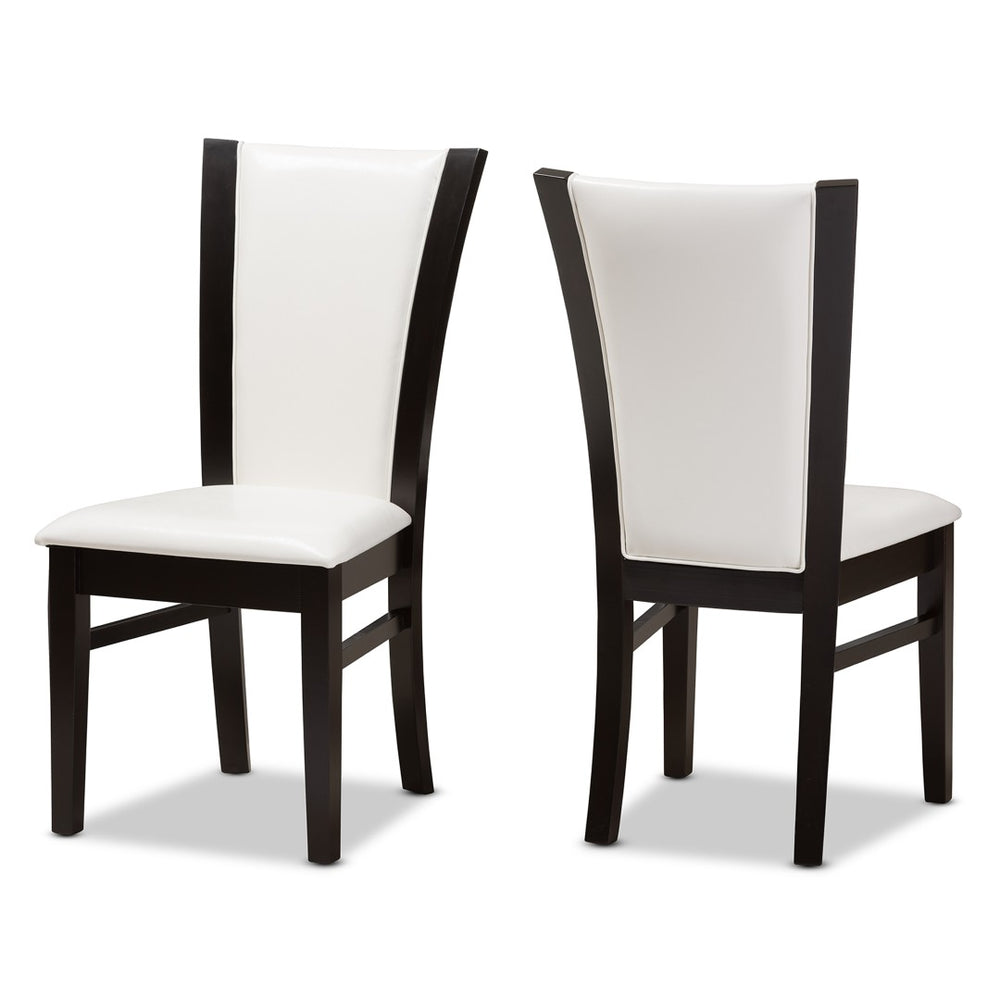 Baxton Studio Baxton Studio Adley 5-Piece Modern Dining Set with Dark Brown Finish & White Faux Leather Seats RH5510C-Dark Brown/White Dining Set