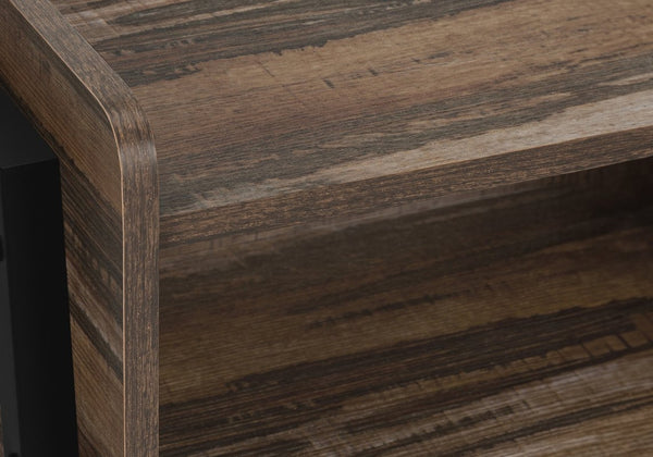 English Elm Accent Table Two Tier Industrial Nightstand with Reclaimed Wood Look and Black Metal Legs B2710P219344