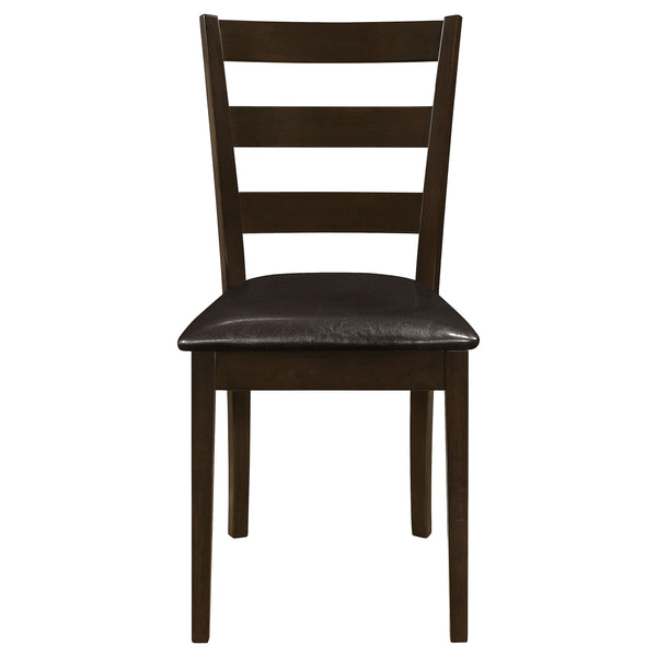 English Elm Arvin Cappuccino 5 Piece Dining Set with Bench, Tapered Legs, Faux Leather Seats, Modern Oak Finish B062P337752