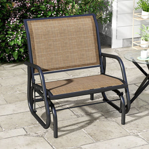 English Elm Outsunny Porch Glider Chair - Durable Steel Frame, Breathable Mesh For Outdoor Comfort & Relaxation W2225P217098-GIGA