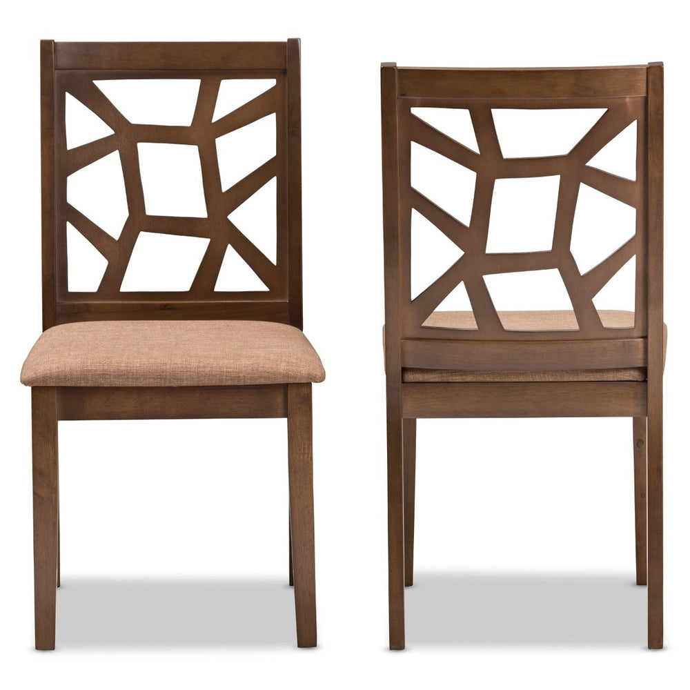 Baxton Studio Baxton Abilene Mid-Century Dining Chairs Set of 2 - Light Brown Upholstered with Walnut Finish RH3010C-Walnut/Light Brown-DC