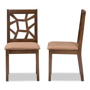 Baxton Studio Baxton Abilene Mid-Century Dining Chairs Set of 2 - Light Brown Upholstered with Walnut Finish RH3010C-Walnut/Light Brown-DC