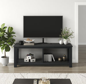 New Pacific Direct Tiburon Tv Bench - Sleek Brushed Black Acacia Wood Design For Modern Media Storage Solutions Alto Black  803516-434-npd