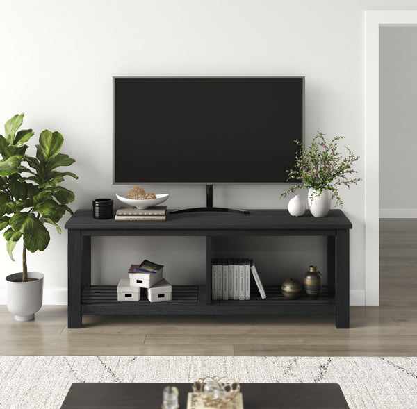 New Pacific Direct Tiburon Tv Bench - Sleek Brushed Black Acacia Wood Design For Modern Media Storage Solutions Alto Black  803516-434-npd