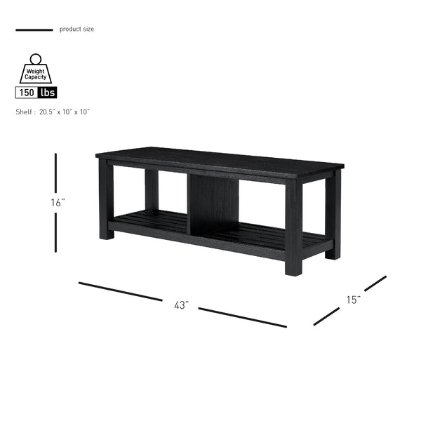 New Pacific Direct Tiburon Tv Bench - Sleek Brushed Black Acacia Wood Design For Modern Media Storage Solutions Alto Black  803516-434-npd