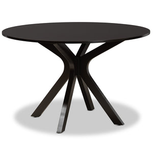 Baxton Studio Baxton Kenyon 7-Piece Modern Dining Set with Plush Faux Leather Chairs & Elegant Circular Table Kenyon-Dark Brown-7PC Dining Set