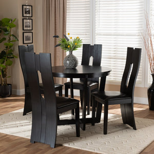 Baxton Studio Baxton Studio Sorley 5-Piece Modern Dining Set with Dark Brown Faux Leather & Wood for Small Spaces Sorley-Dark Brown-5PC Dining Set