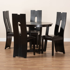 Baxton Studio Baxton Studio Sorley 5-Piece Modern Dining Set with Dark Brown Faux Leather & Wood for Small Spaces Sorley-Dark Brown-5PC Dining Set