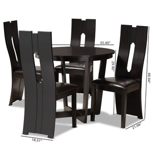 Baxton Studio Baxton Studio Sorley 5-Piece Modern Dining Set with Dark Brown Faux Leather & Wood for Small Spaces Sorley-Dark Brown-5PC Dining Set