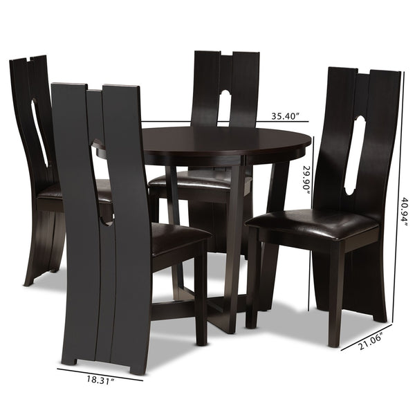 Baxton Studio Baxton Studio Sorley 5-Piece Modern Dining Set with Dark Brown Faux Leather & Wood for Small Spaces Sorley-Dark Brown-5PC Dining Set