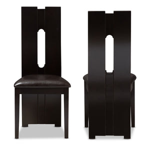 Baxton Studio Baxton Studio Alani Set of 2 Modern Dark Brown Faux Leather Dining Chairs with Supportive Backrest RH5509C-Dark Brown-DC
