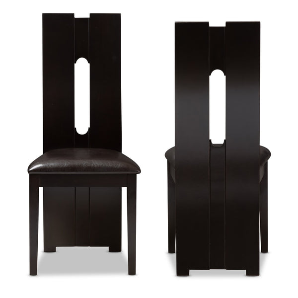 Baxton Studio Baxton Studio Alani Set of 2 Modern Dark Brown Faux Leather Dining Chairs with Supportive Backrest RH5509C-Dark Brown-DC