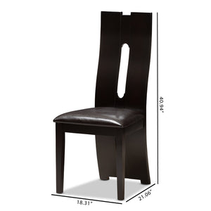 Baxton Studio Baxton Studio Alani Set of 2 Modern Dark Brown Faux Leather Dining Chairs with Supportive Backrest RH5509C-Dark Brown-DC