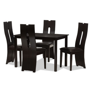 Baxton Studio Baxton Studio Alani Modern 5-Piece Dining Set with Dark Brown Faux Leather Chairs and Table RH5509C-Dark Brown Dining Set